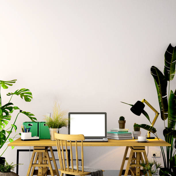 istock interior design,modern working area with table,lamp,wood floor 3d illustration,3d rendering 1138673857