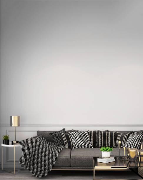 istock interior design for living area or reception with classic wall background / 3d illustration,3d rendering 1138674749