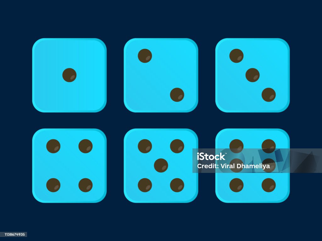 Blue Color Die Neo Blue Color Vector Dice Stock Illustration - Download Image Now ...