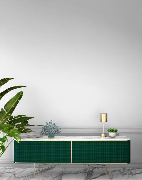 istock interior design for living area or reception with classic wall background / 3d illustration,3d rendering 1138675267