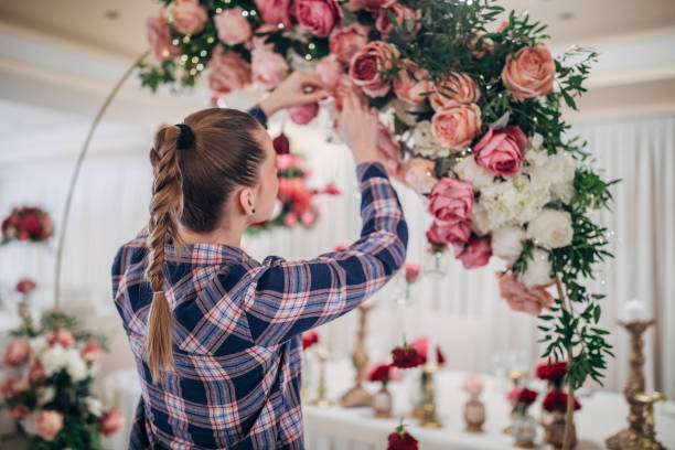 istock Woman making wedding decoration 1138676905