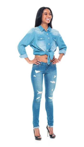 istock Beautfiul female wearing double denim 1138678293