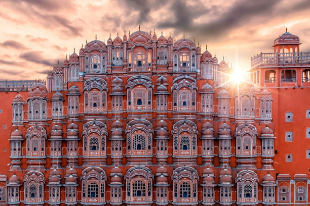 Eve Expensive Palace of Winds, Jaipur, India. hawa mahal photos stock pictures, royalty-free photos & images