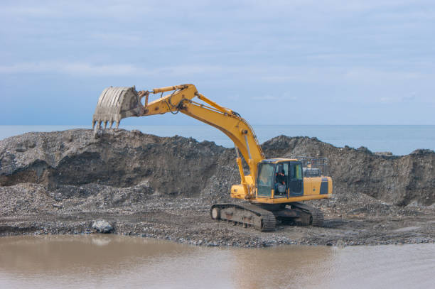 large excavator is engaged in work