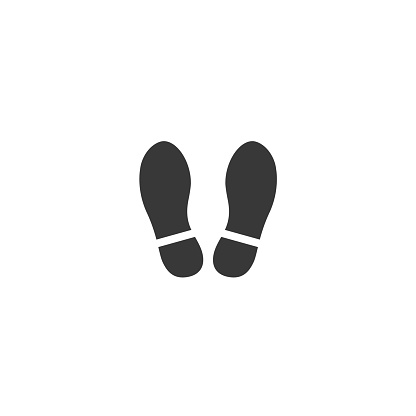Shoe footprint icon. Vector foot wears. Flat style. Black silhouettes. Illustration isolated on white background.