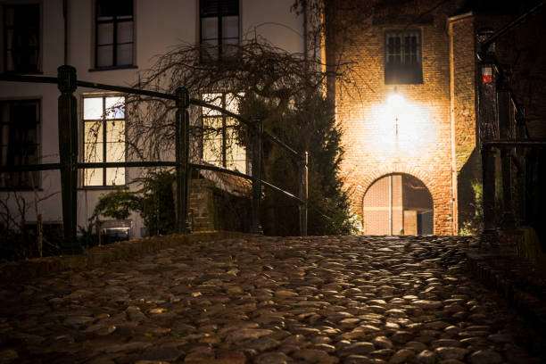 istock medieval city gate with old pavement and atmospheric lighting. 1138692665