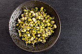 Mungo bean sprouts on grey stone