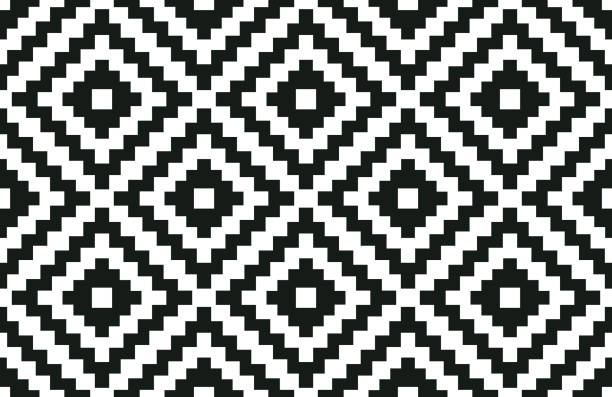 Seamless Geometric Black and White Pattern Seamless abstract geometric background. high contrast stock illustrations