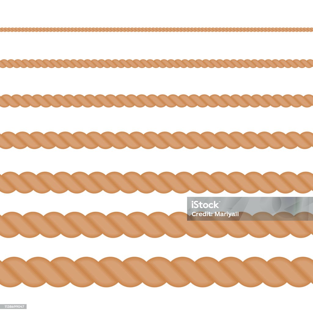 Static Rope Vector Rope Vector Set In Flat Style Stock Illustration - Download Image Now ...