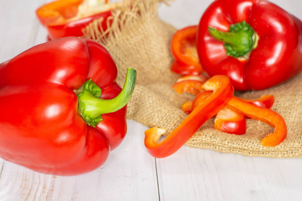 istock Fresh red paprika on grey wood 1138699224