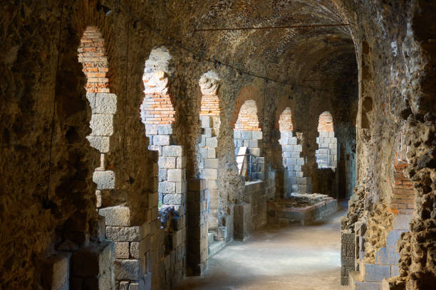 Ruins of Roman theatre in Catania Ruins of ancient Roman theatre in Catania, Sicily, Italy greek amphitheater stock pictures, royalty-free photos & images