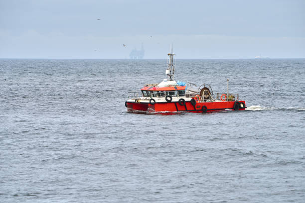 istock Oil rig supply ship, Blue sea and sky 1138704706