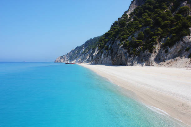 Beautiful Egremni beach stock photo