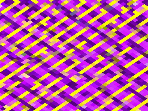 geometric pixel square pattern abstract background in pink purple yellow