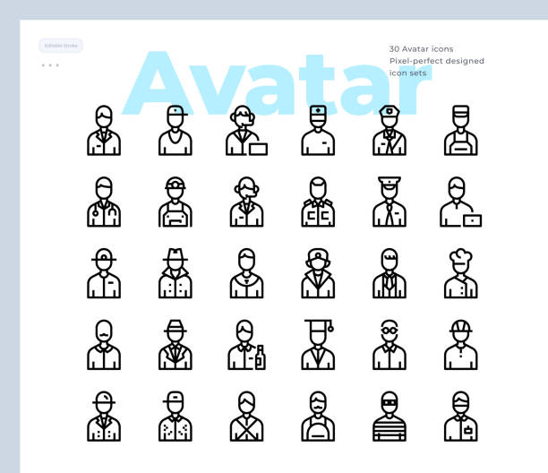 Simple Set of Avatar and People Vector Icons. Editable Stroke. 48x48 Pixel Perfect Vector Icons Editable Stroke. 48x48 Pixel Perfect file clerk stock illustrations