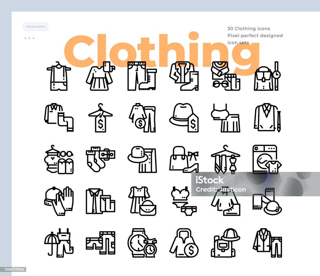 Simple Set of Clothing .Vector Icons. Editable Stroke. 48x48 Pixel Perfect Vector Icons. Editable Stroke. 48x48 Pixel Perfect Bathrobe stock vector