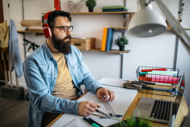 istock Architect relaxing with music 1138722299