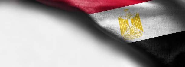 istock Egypt waving flag on white background - right top corner flag 1138740484