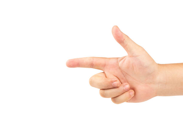 istock A male hand pointing finger on white background. 1138741972