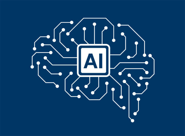 ilustraciones, imágenes clip art, dibujos animados e iconos de stock de concepto de inteligencia artificial y cerebro humano - inteligencia artificial