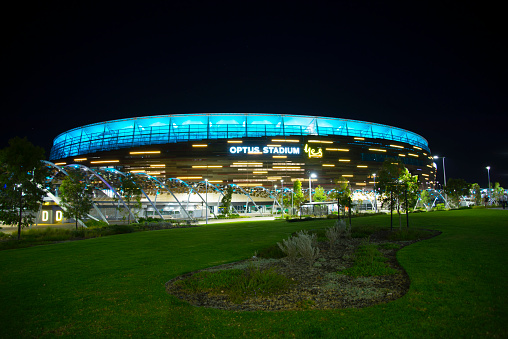 Perth, Australia - March 3, 2019: The Optus Stadium in Perth opened in January 2018 with a capacity of 60000 people