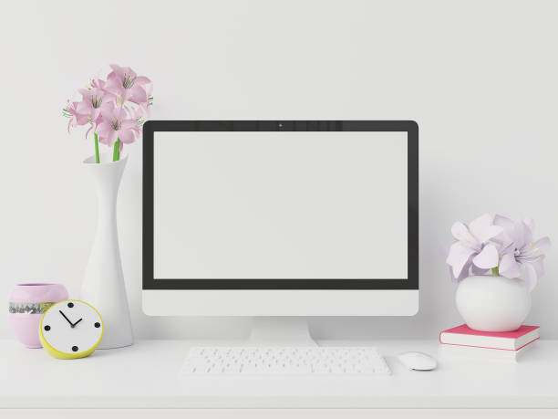 istock Mockup desktop computer on wooden desk 1138758839