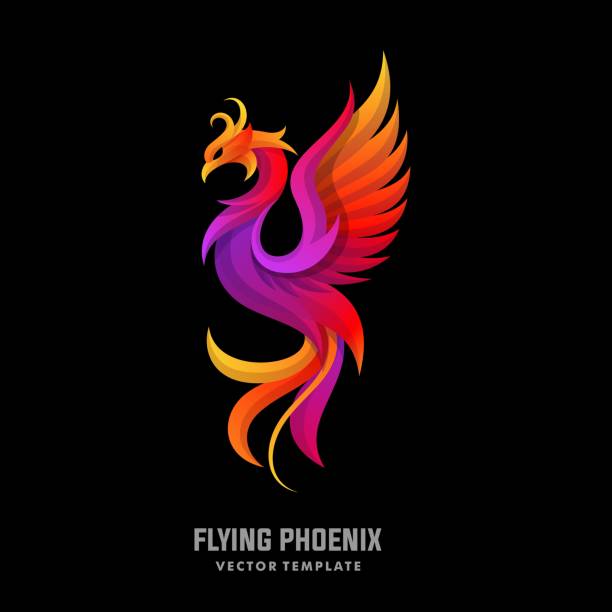 phoenix-illustration vektorvorlage - phoenix stock-grafiken, -clipart, -cartoons und -symbole