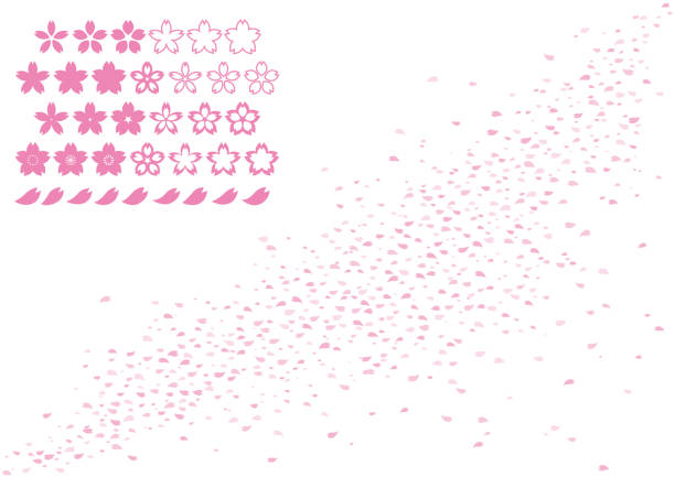 桜の花のデザイン素材 - 桜吹雪点のイラスト素材／クリップアート素材／マンガ素材／アイコン素材