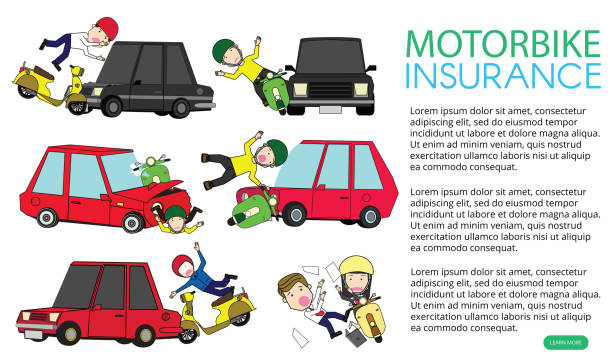 Man And Motorcycle Collide With Back Of Car Stock Illustration - Download  Image Now - Motorcycle, Damaged, Crash - iStock