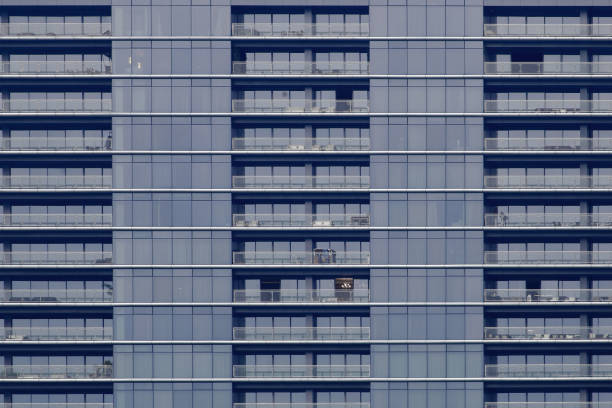 Facade of a prefabricated public housing building seen in Berlin, Germany