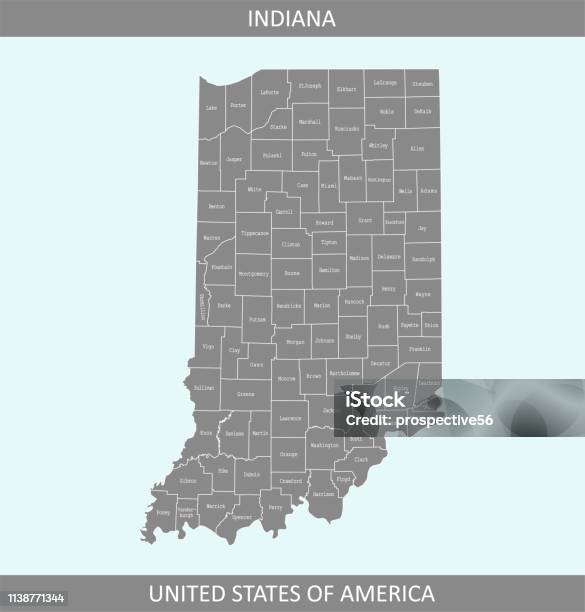 Indiana County Map Vector Outline Gray Background Counties Map Of Indiana State Of Usa In A Creative Design Stock Illustration - Download Image Now