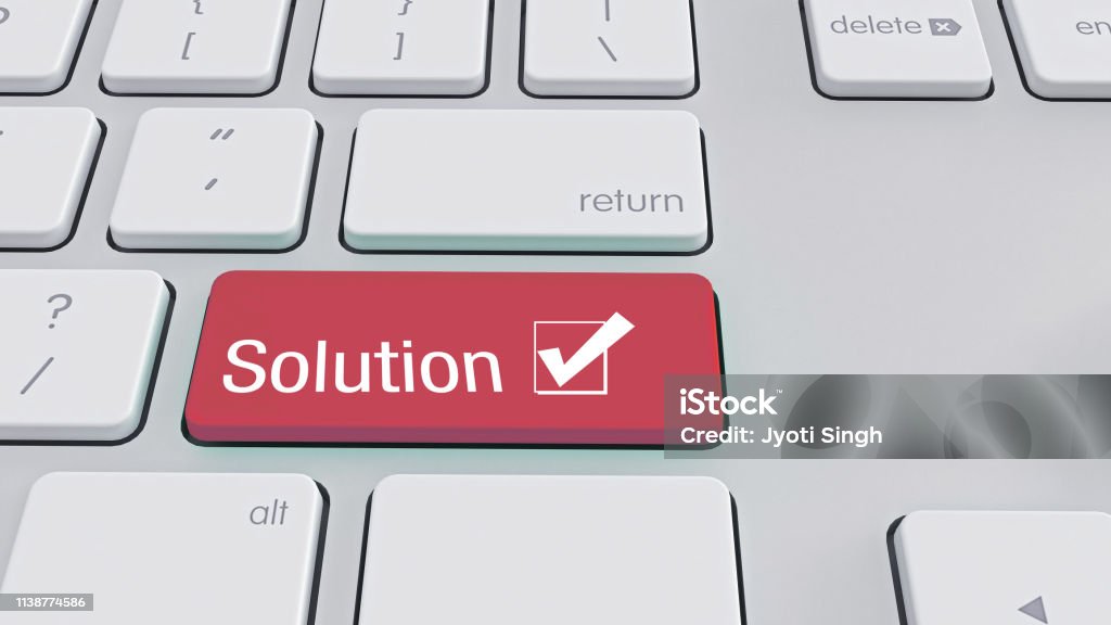 Computer Keyboard With Solution Key Modern Keyboard With Solution Button Stock Photo - Download Image Now ...