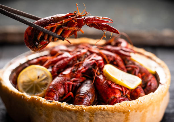 raki chińskie - crayfish cajun food louisiana boiled zdjęcia i obrazy z banku zdjęć