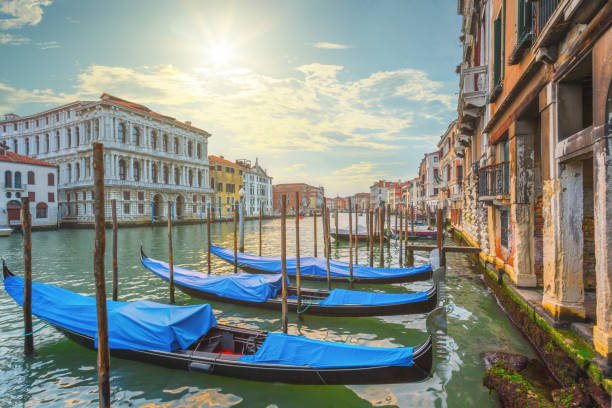 der canal grande in venedig, italien - venice italy veneto italy grand canal stock-fotos und bilder