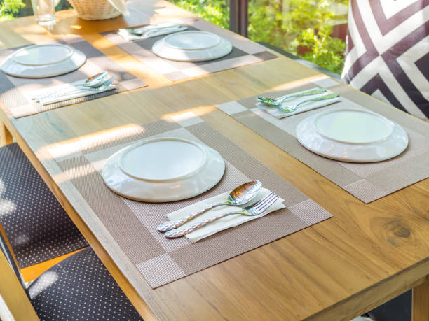 istock Dining table set in restaurant with romantic sunshine 1138780809