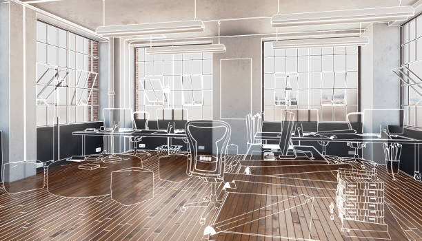 istock Postindustrial Office Design (drawing) - 3d illustration 1138783905