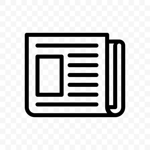 신문 벡터 라인 웹 뉴스 레터 또는 뉴스 응용 프로그램 아이콘 - document stack article paperwork stock illustrations