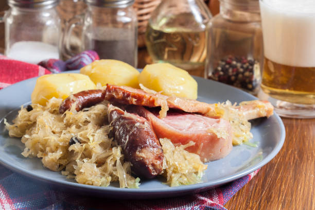 Choucroute garnie. Alsatian sauerkraut stock photo