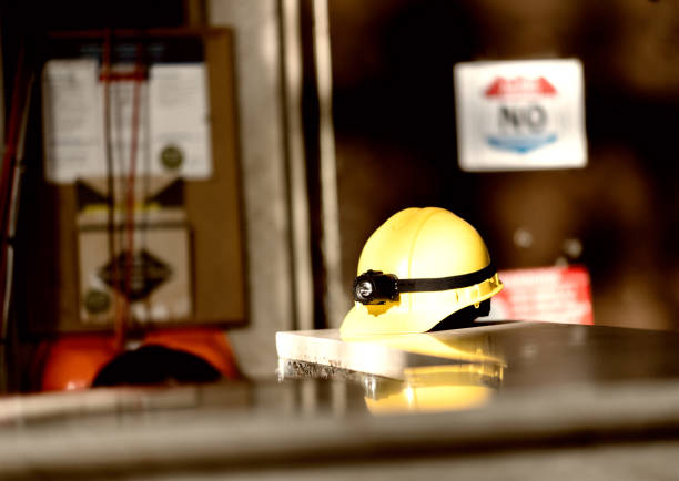 istock Yellow Industrial Hat on a table 1138790472