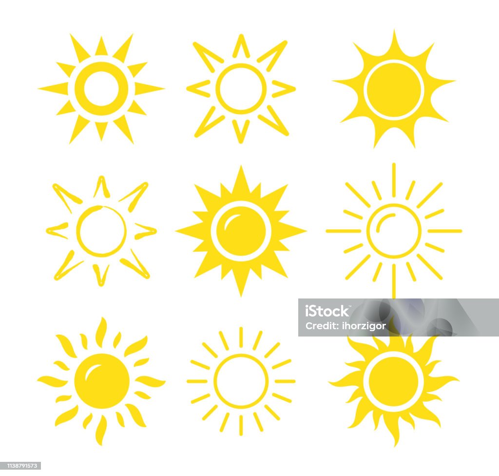 Icono de sol establecido - arte vectorial de Sol libre de derechos