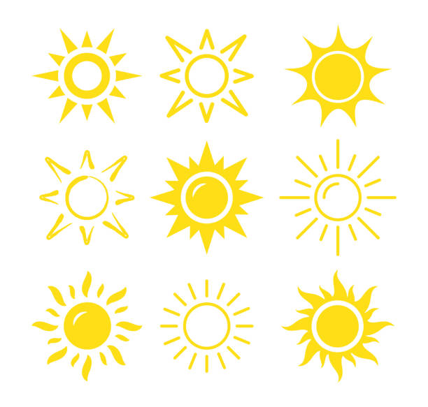 ilustrações, clipart, desenhos animados e ícones de jogo do ícone de sun - backgrounds sunbeam horizontal spring