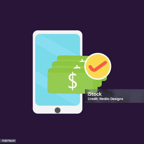 Accepting Payment On Phone Stock Illustration - Download Image Now - Illustration, Send, Mobile App