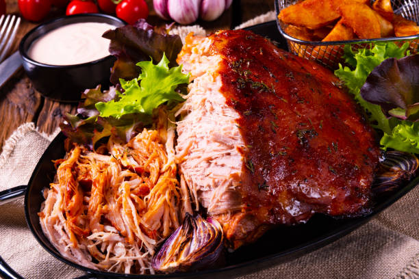 istock delicious pulled pork with baked potato quarters 1138796702