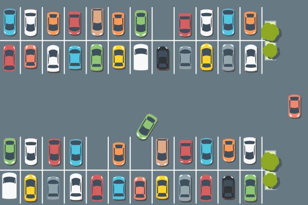 ilustrações, clipart, desenhos animados e ícones de carros estacionados - parking