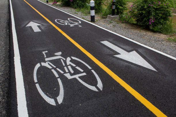istock bike lane, road for bicycles 1138801522
