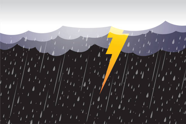 번개 폭풍, 구름과 폭풍, 벡터 디자인 - water drop liquid falling water stock illustrations