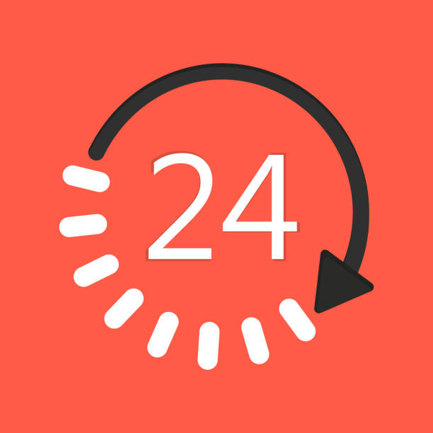 24/7 customer support service icon 24/7 customer support service icon 24 hrs stock illustrations