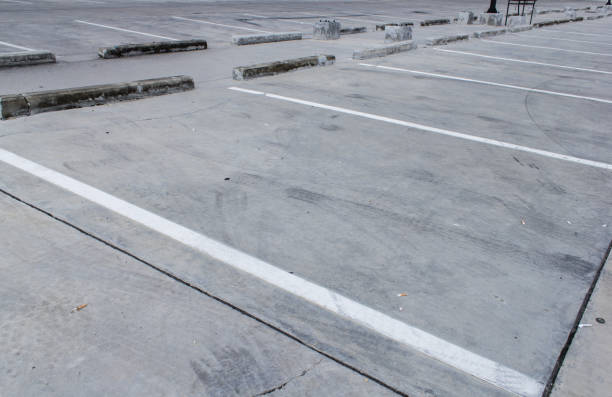 istock Car parking lot with white mark 1138803664