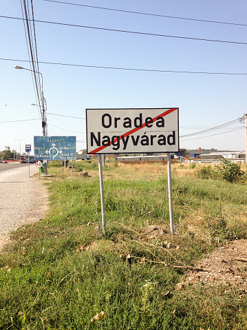 Oradea, Romania finish sign