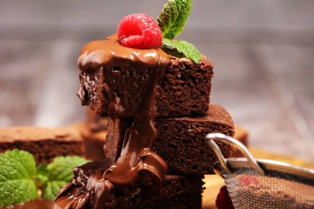 istock chocolate brownie cake dessert with raspberry and spices on a rustic background 1138807853